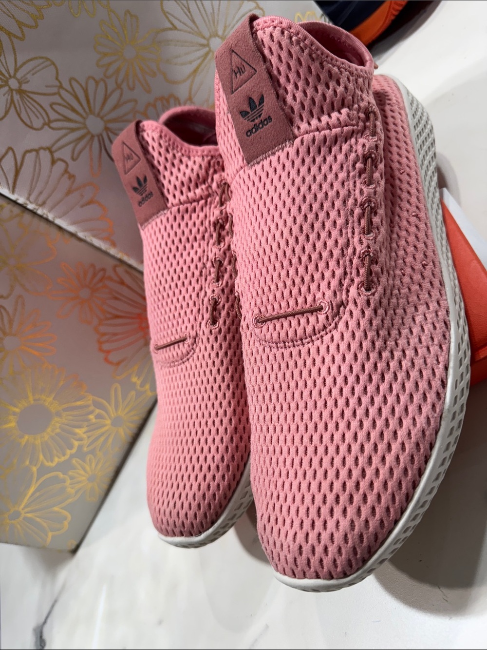Adidas Pharrell Williams Pink Mesh Slip-On Sneakers by BY 8715